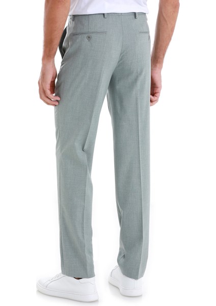 Yeşil Regular Fit Desenli Yandan Cepli Kumaş Pantolon