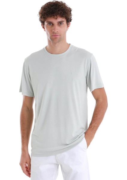 Gri Regular Fit Düz Bisiklet Yaka Triko Tişört