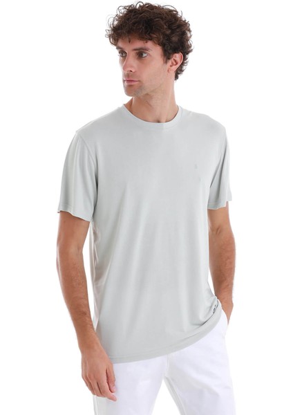 Gri Regular Fit Düz Bisiklet Yaka Triko Tişört modelleri