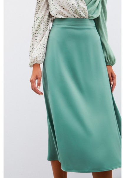 Midi Boy Saten Etek - Haki indirimleri