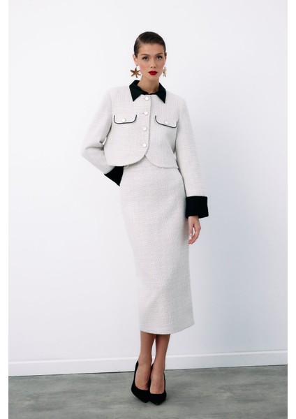 Süs Düğmeli Tüvit Kalem Etek - Taş modelleri