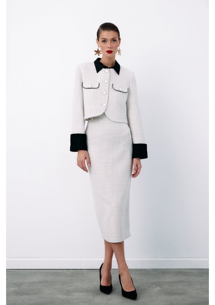 Süs Düğmeli Tüvit Kalem Etek - Taş fırsatları