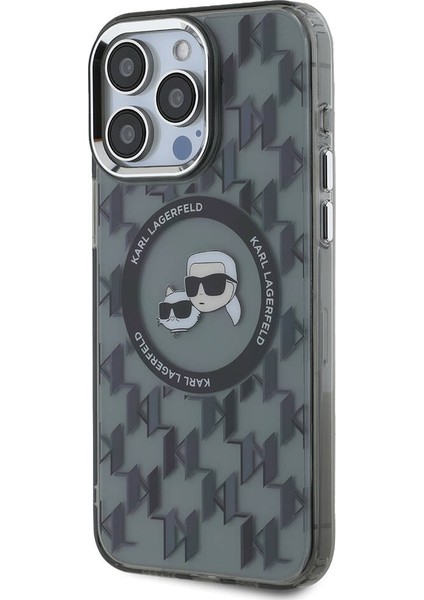 iPhone 16 Pro Kılıf Lisanslı Magsafe Özellik Iml Baskı Metal Monogram Kc Heads Siyah fiyatları