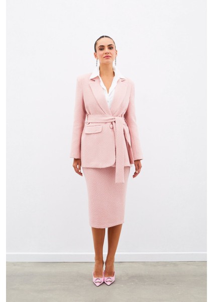 Midi Boy Tüvit Etek - Pudra fiyatları