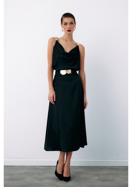 Kemer Aksesuarlı Kloş Etek - Siyah fiyatları