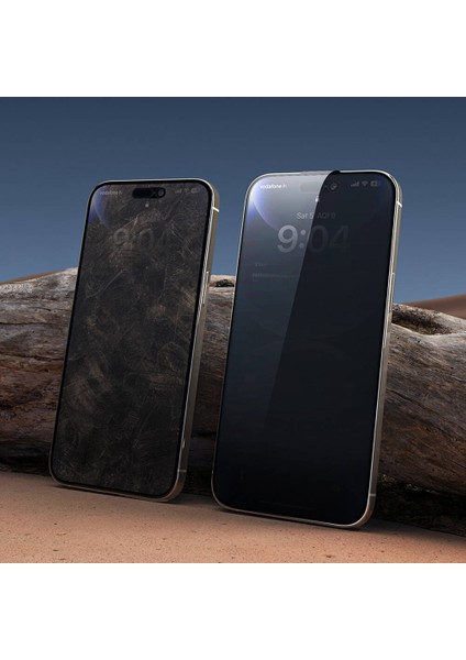 iPhone 14 Temperli Hayalet Cam Ekran Koruyucu Wiwu WI-SQ009 Iprivacy Oleofobik Uygulama Aparatlı