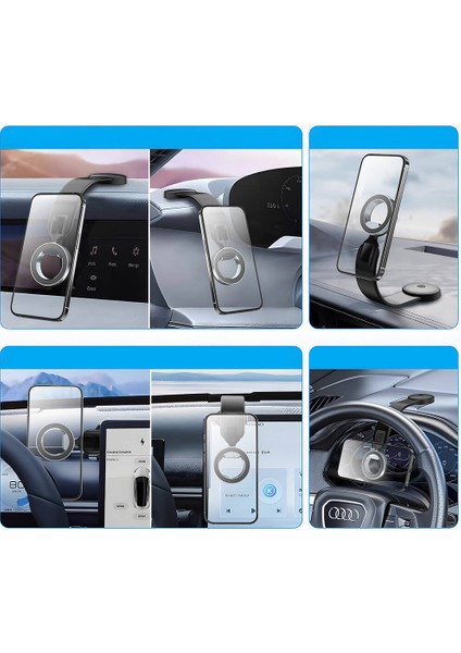 Bükülebilen Düz Zemin Araç Telefon Tutucu WI-CH053 Mago Serisi Magnetik Magsafe Uyumlu Siyah
