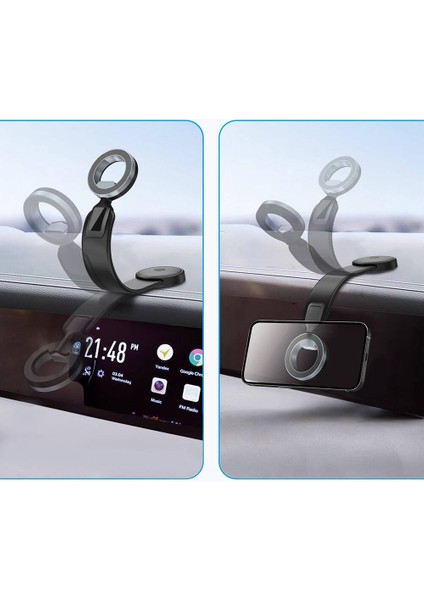 Bükülebilen Düz Zemin Araç Telefon Tutucu WI-CH053 Mago Serisi Magnetik Magsafe Uyumlu Siyah