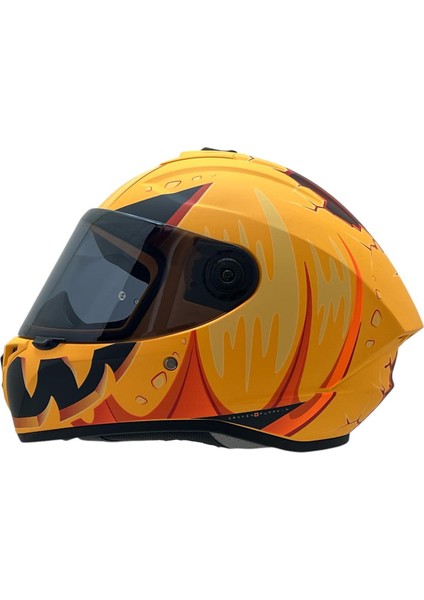 Draken S Pumpkin Mat Yellow Desenli Motosiklet Kaskı Çift Vizörlü fiyatları