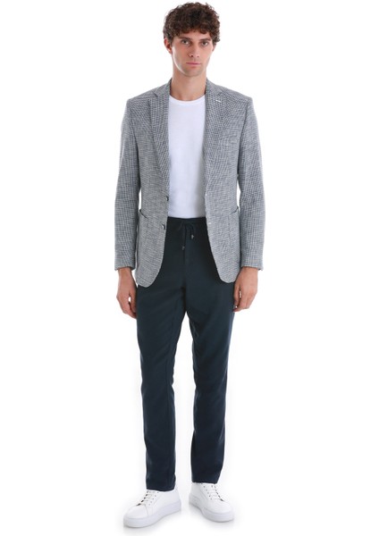 Lacivert Comfort Fit Desenli Mono Yaka Klasik Ceket fiyatları