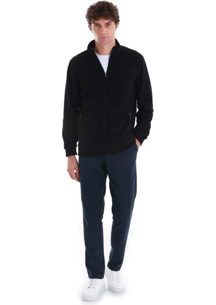 Siyah Regular Fit Tam Fermuarlı Polar Sweatshirt fiyatları