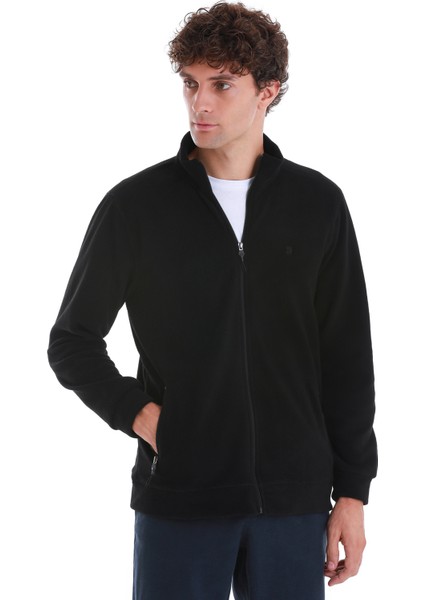 Siyah Regular Fit Tam Fermuarlı Polar Sweatshirt modelleri