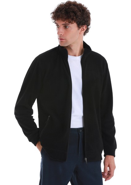 Siyah Regular Fit Tam Fermuarlı Polar Sweatshirt indirimleri