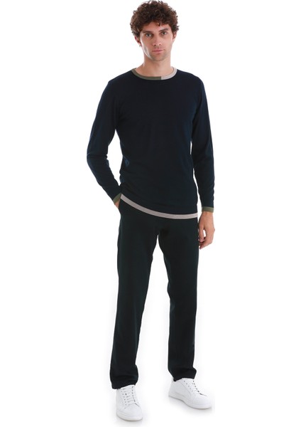 Lacivert Regular Fit Düz Bisiklet Yaka Yünlü Triko Kazak fiyatları