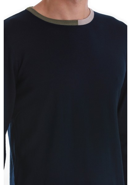 Lacivert Regular Fit Düz Bisiklet Yaka Yünlü Triko Kazak indirimleri