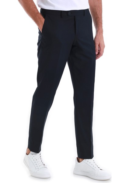 Lacivert Slim Fit Düz Yandan Cepli Kumaş Pantolon fırsatları