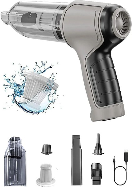 Germany Pro Mini 9000PA Güçlü Emiş Üfleme Özellikli Ev Araç Kablosuz Şarjlı El Süpürgesi 120W 7in1 modelleri