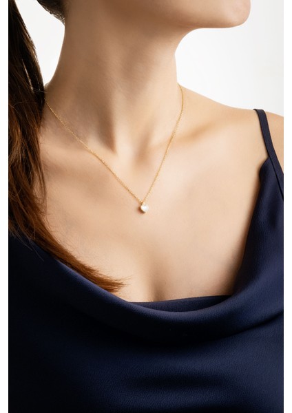 Büyülü Kalp 18 Ayar Sarı Altın Kaplama 44 cm Gümüş Minimal Kolye modelleri