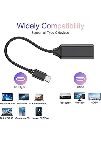 4K@60Hz Type C To Displayport Dönüştürücü Çevirici Adaptör Type C (Erkek) To Displayport (Dişi)