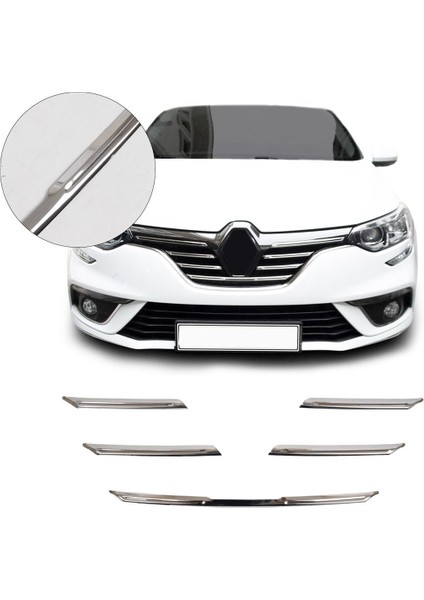 Renault Megane 4 Uyumlu 2016-2020 Krom Ön Panjur 5 Parça Paslanmaz Çelik fiyatları