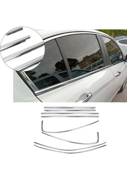 Fiat Egea 2015-2019 Uyumlu Krom Cam Çerçevesi 8 Parça Paslanmaz Çelik