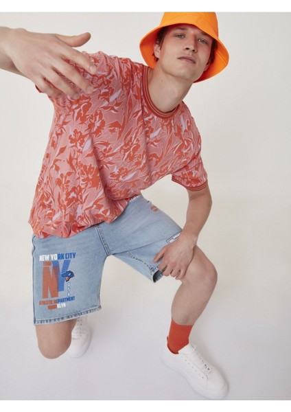 Ronada Wuwei Çiçek Desenli Jakarlı Tişört modelleri