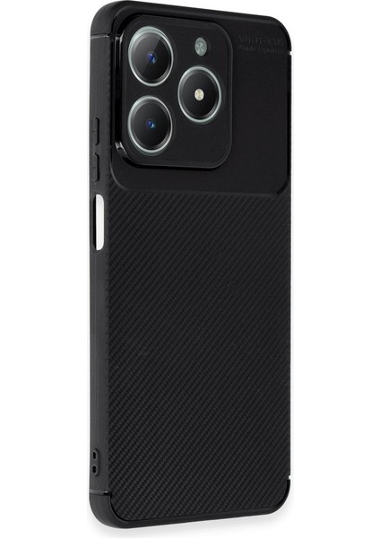 Realme C61 Kılıf Negro Karbon Desen Silikon + Ekran Koruyucu