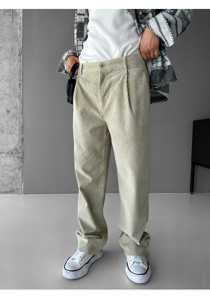 Erkek Baggy Fit Kadife Pantolon Mint fırsatları