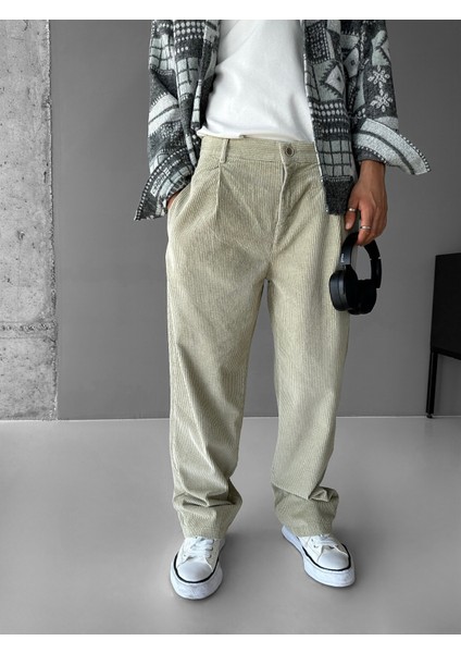Erkek Baggy Fit Kadife Pantolon Mint indirimleri