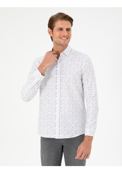 Erkek Turuncu Slim Fit Uzun Kollu Gömlek 50298170-VR051