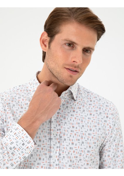 Erkek Turuncu Slim Fit Uzun Kollu Gömlek 50298170-VR051