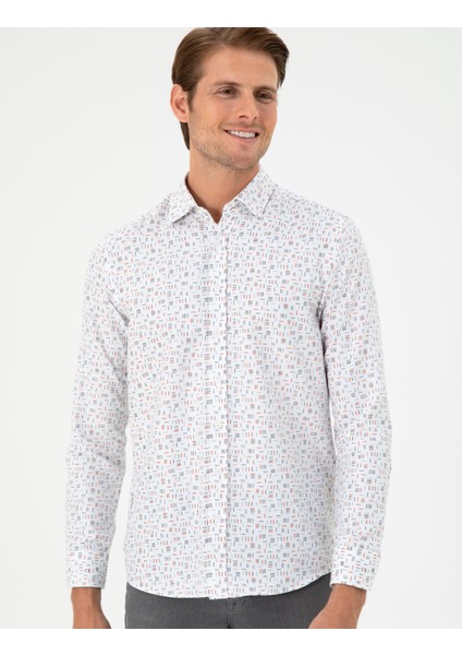 Erkek Turuncu Slim Fit Uzun Kollu Gömlek 50298170-VR051