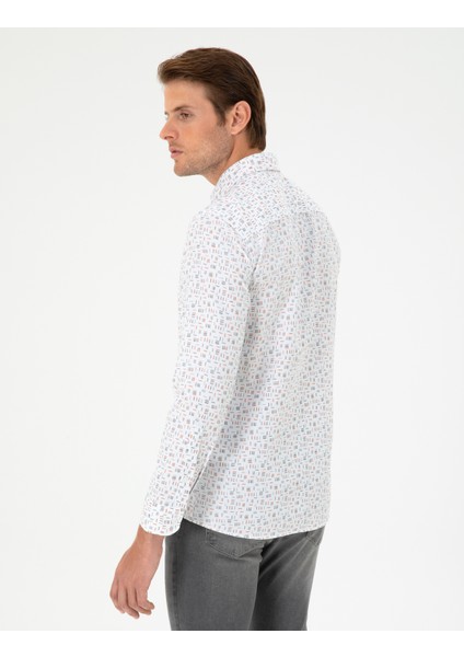 Erkek Turuncu Slim Fit Uzun Kollu Gömlek 50298170-VR051