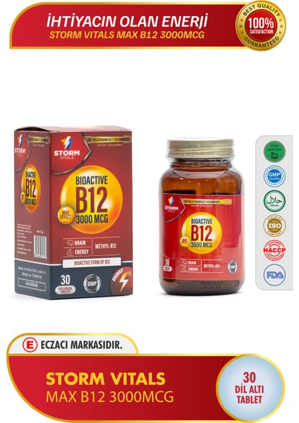Bioactive B12 3000 Mg 30 Sublingual Tablets