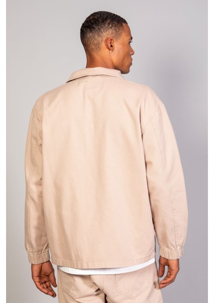 Erkek Gömlek Model Oversize Denim Bej Ceket indirimleri