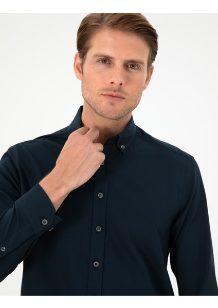 Erkek Lacivert Regular Fit Uzun Kollu Gömlek 50292553-VR033 fiyatları