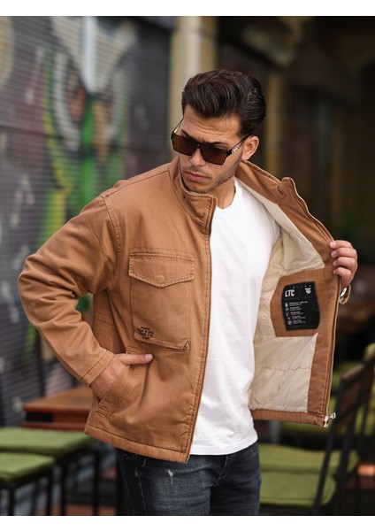 Erkek Taba Içi Hafif Kapitone Oversize Kot Ceket fiyatları