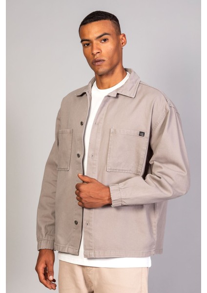 Erkek Gömlek Model Oversize Denim Füme Ceket
