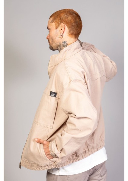 Oversize Bej Yıkamalı Modelli Erkek Fermuarlı Bomber Kot Ceket fiyatları