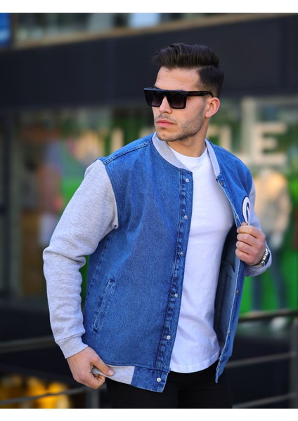 Erkek Çıtçıtlı Mavi Oversize Spor Kot Ceket fiyatları