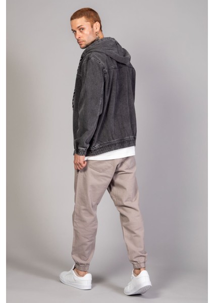 Erkek Kapüşonlu Oversize Marsıan Antrasit Kot Ceket fırsatları