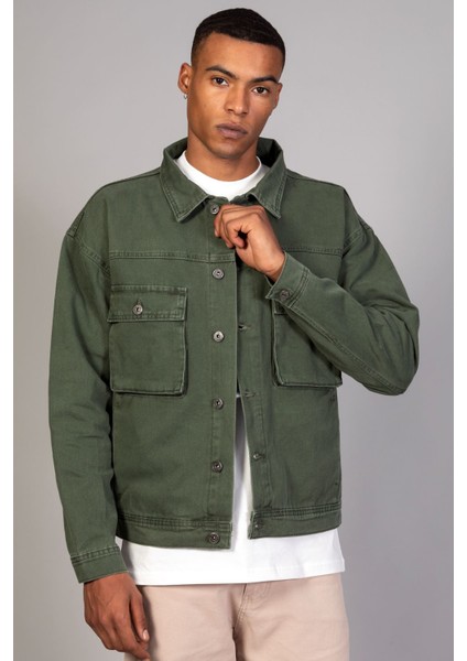 Erkek Haki Körüklü Cep Oversize Kot Ceket fiyatları