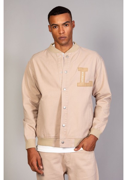 Bej Erkek Çıtçıtlı Oversize Ribana Detay Kot Ceket fiyatları