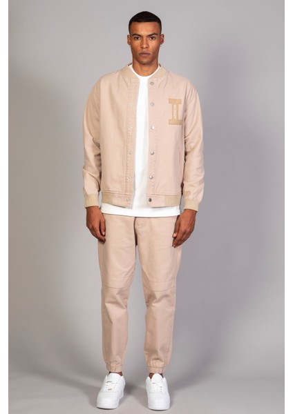 Bej Erkek Çıtçıtlı Oversize Ribana Detay Kot Ceket fırsatları