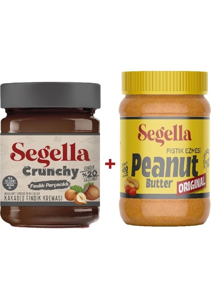 Fındık Parçacıklı Kakaolu Fındık Kreması 350gr ve %100 Fıstık Ezmesi Original 350gr X 2 Adet