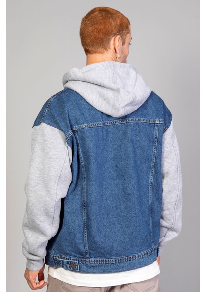 Erkek Oversize Mavi Kollar Polar Kapüşonlu Kot Ceket fırsatları