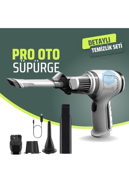 Pro 120W 9000PA Güçlü Emiş ve Üfleme Özellikli Ev Araç Kablosuz Şarjlı El Süpürgesi