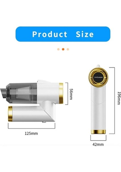 Araç Içi Kablosuz Süpürge Mini El Süpürgesi Şarj Edilebilir Katlanır Portatif Tasarım