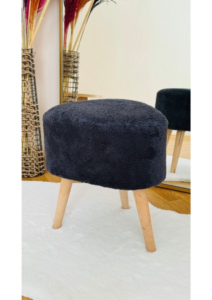 Asimetrik Kesim Ahşap Ayaklı Teddy Kumaş Dekoratif Puf Bench fiyatları