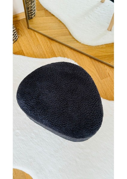 Asimetrik Kesim Ahşap Ayaklı Teddy Kumaş Dekoratif Puf Bench modelleri